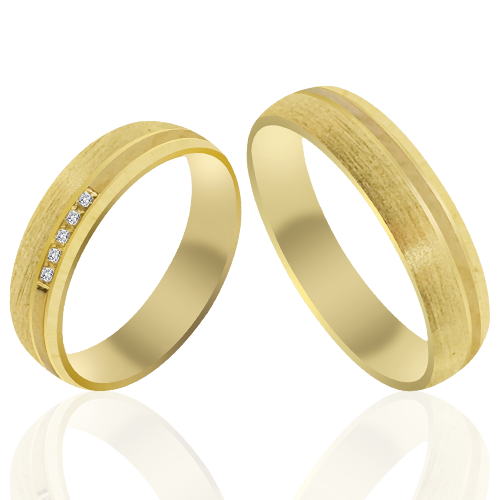 Simple Classic Brushed Gold Plated Matte Jewelry wedding rings