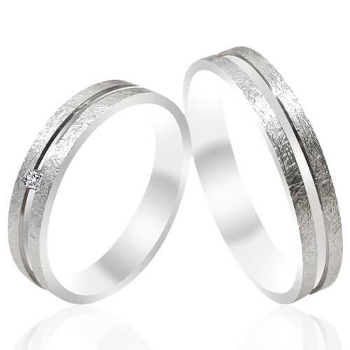 Fractured Texture Solitaire Wedding Bands - 52009