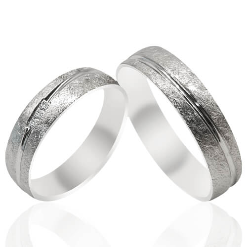 Textured Diagonal Diamond Line Wedding Bands - 52005
