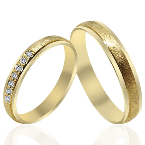 Textured Edge Diamond Accent Wedding Bands - 51902