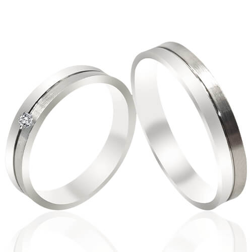 Rustic Textured Integrated Diamond Wedding Bands - 52006