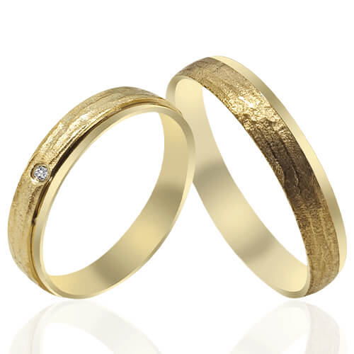 Textured Accent Solitaire Wedding Bands - 51904