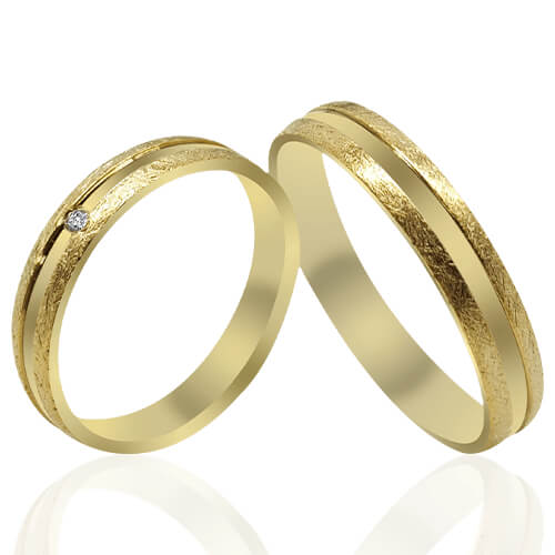 Textured Groove Solitaire Wedding Bands - 51903