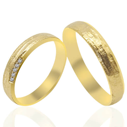 Textured Diagonal Diamond Accent Wedding Bands - 51907
