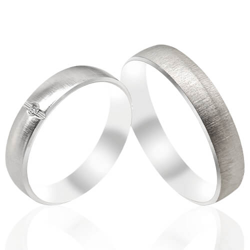 Rustic Textured Integrated Diamond Line Wedding Bands - 52010