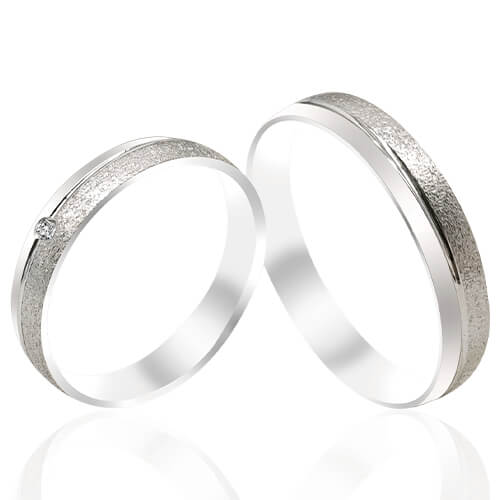 Textured Edge Solitaire Wedding Bands - 52003
