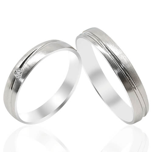 Rustic Textured Solitaire Groove Wedding Bands - 52007