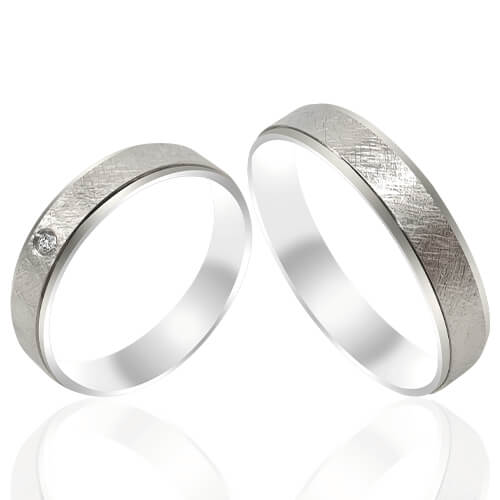 Rustic Textured Circle Diamond Wedding Bands - 52012